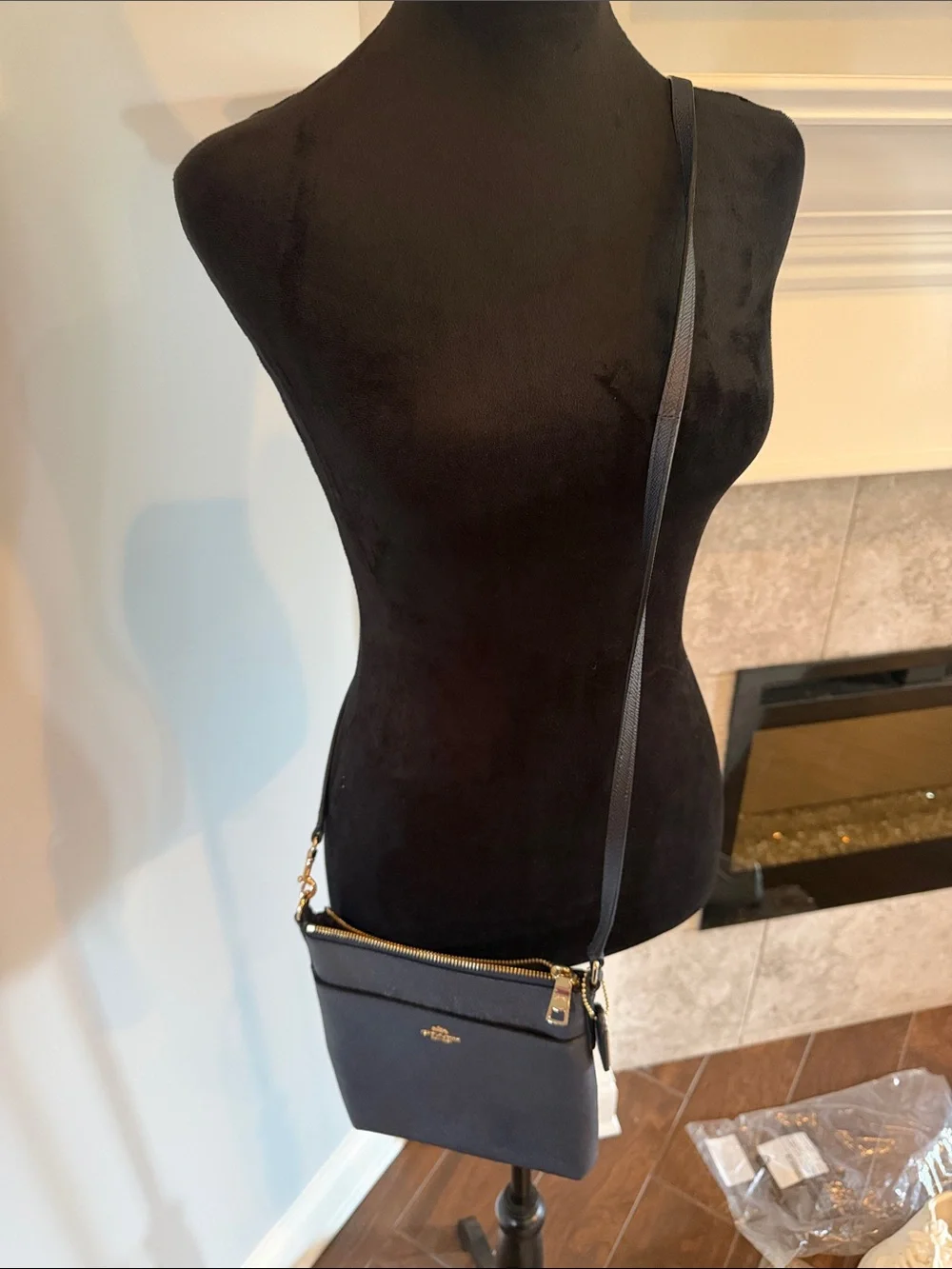COACH Navy Blue Crossbody Bag with Gold Hardware
